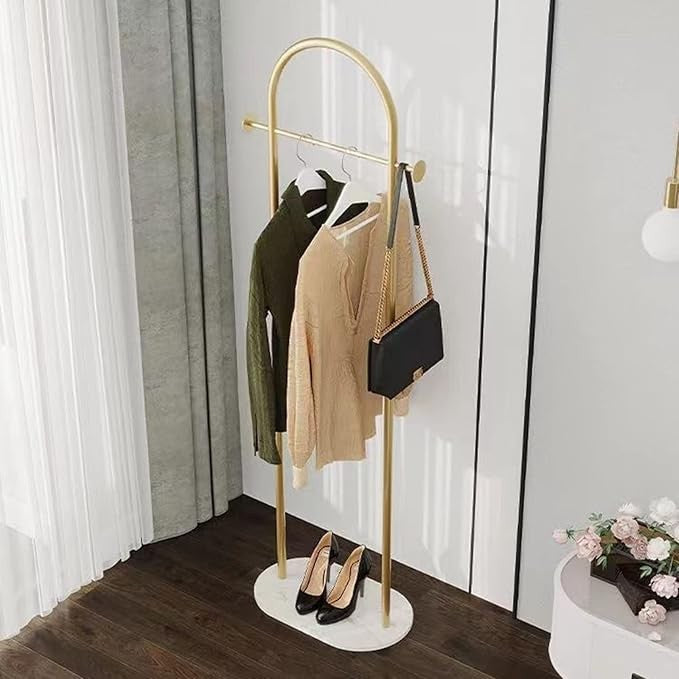 Luxury Gold Metal Coat Rack Stand | Modern Clothes Rail with Marble Base