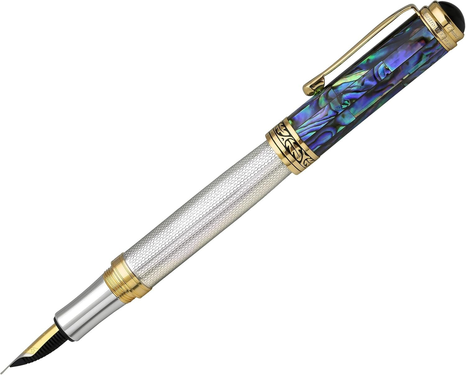 Luxury Blue Pāua Sea Shell Fountain Pen Fine Point Refillable 148mm