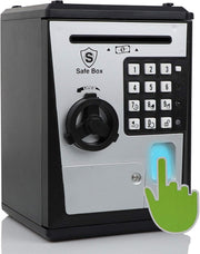 Kids Fingerprint ATM Money Safe Password Piggy Bank Coin Savings Box
