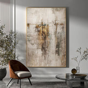 Large Beige Gold Abstract Wall Art Framed 125x85cm Canvas