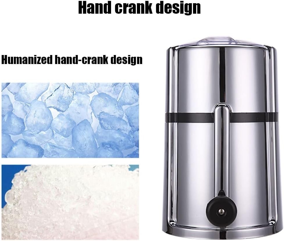 Manual Ice Crusher Hand Crank Stainless Steel Slush Shaver Home Bar
