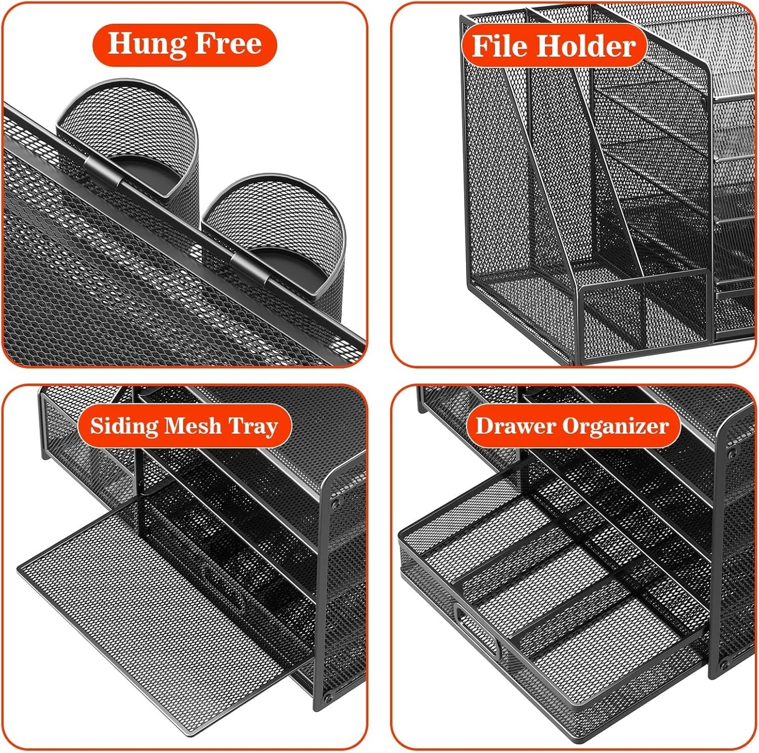 5 Tier Desk Organiser File Holder Drawer Mesh Paper Tray Pen Storage