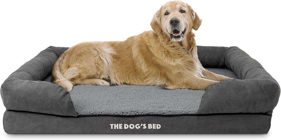 XL Orthopedic Dog Bed Plush Memory Foam 111x86cm Grey