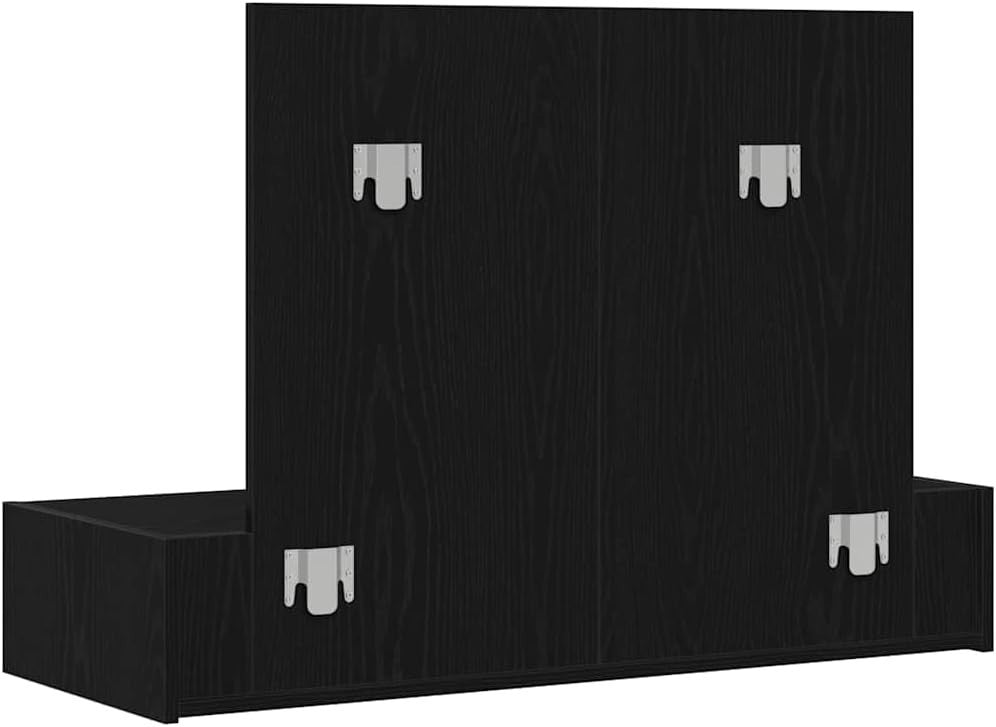 Black Oak Dressing Table Vanity Set Mirror Drawer Small Bedroom Furniture
