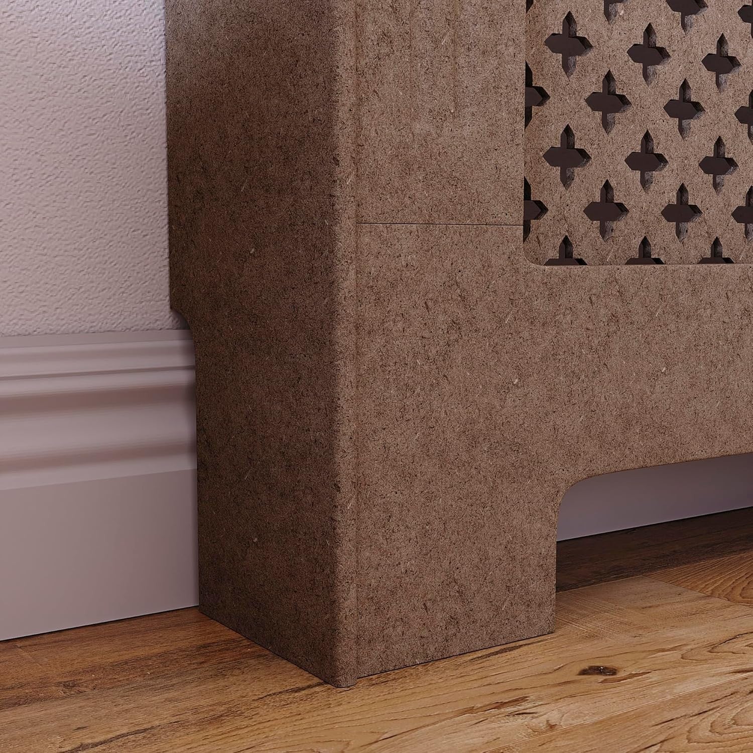 Medium Unfinished Radiator Cover | Customisable MDF Cross Pattern Cabinet