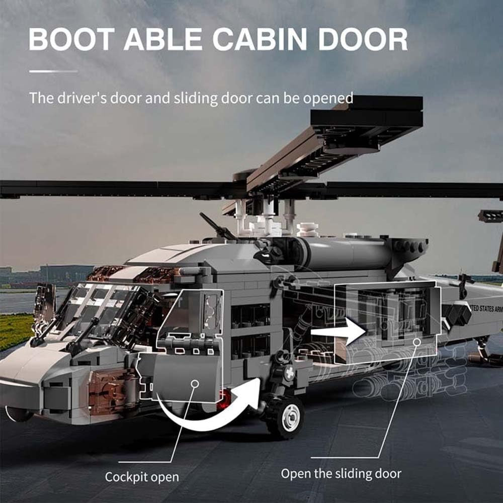 Military UH-60 Armed Helicopter Building Blocks Kit 1159 pcs Model Toy
