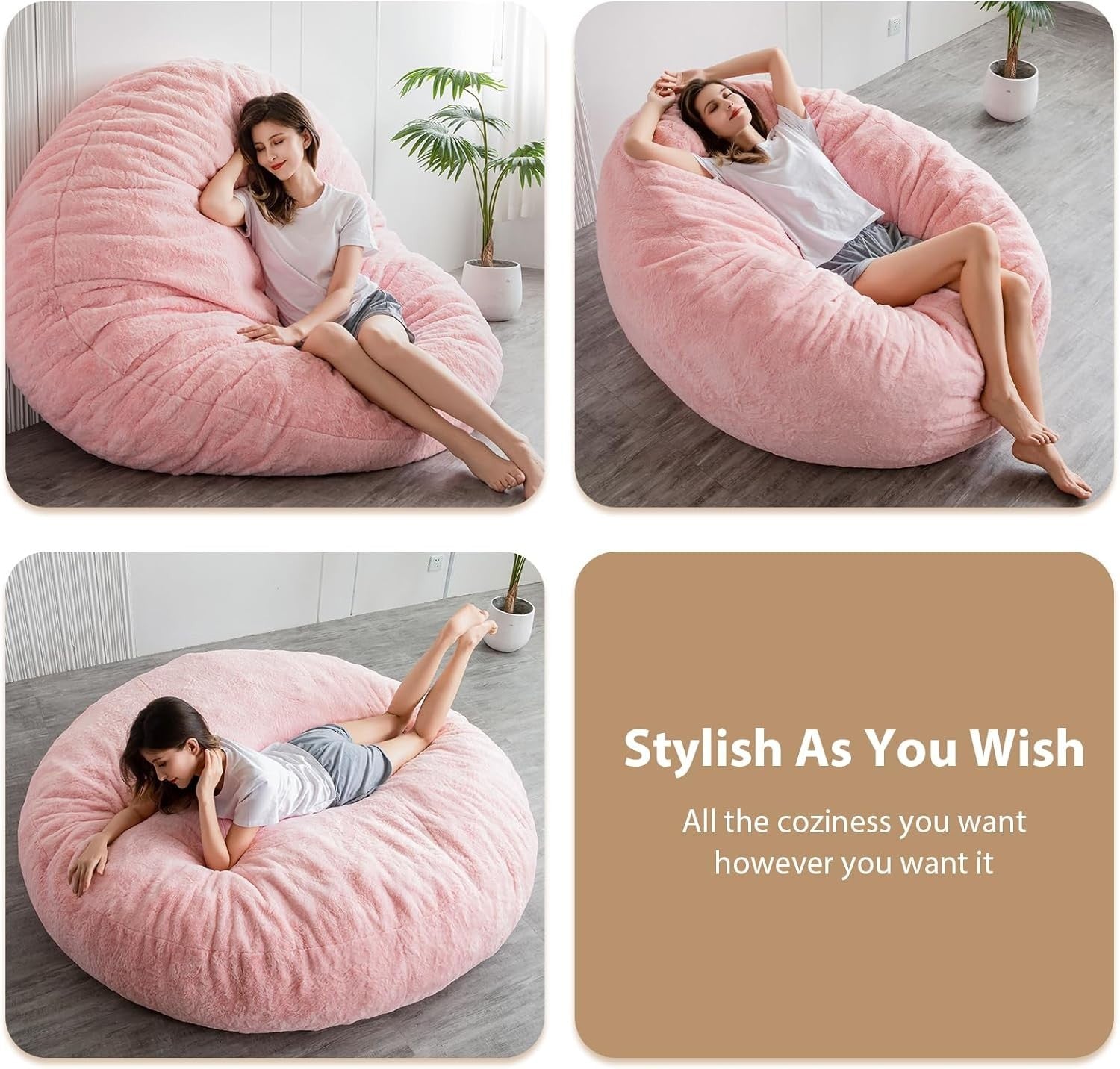 180x180cm Bean Bag Sofa Bed | Plush Floor Chair Converts to Guest Bed