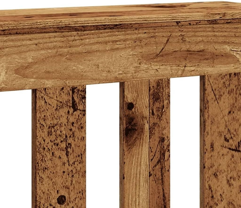 Rustic Old Oak Radiator Cover with Shelf 175x20x82cm | Modern Slatted Cabinet