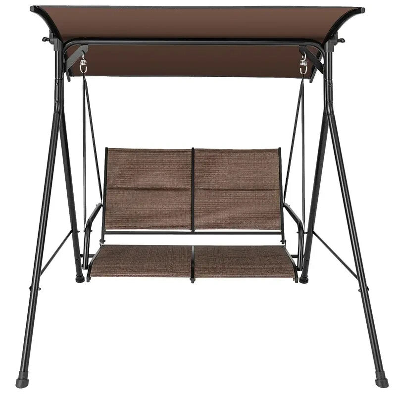 2-Seater Garden Swing Chair w/ Canopy & Cushions Patio Porch Glider Seat