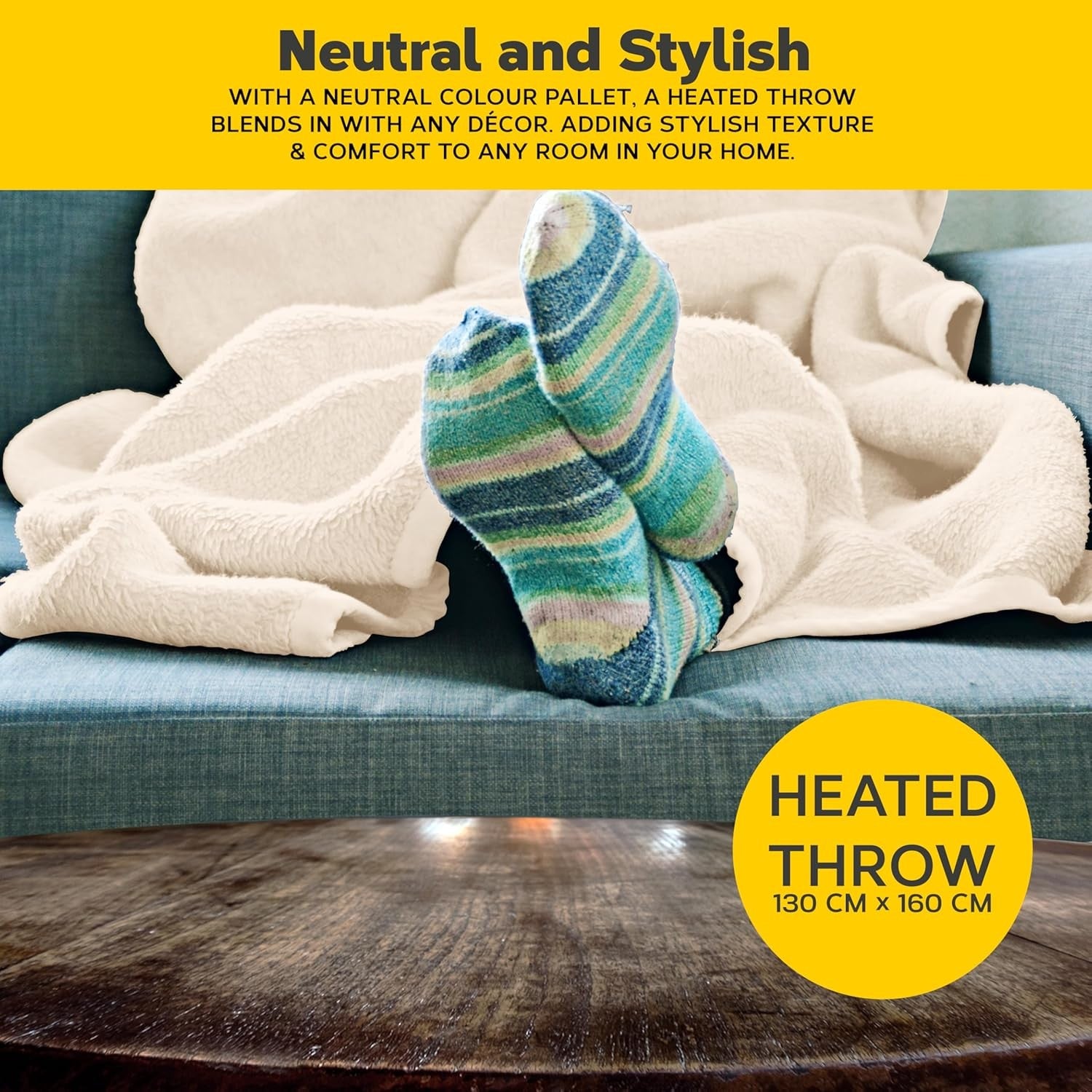 Electric Heated Throw Blanket Single 130x160cm Timer Washable Fleece