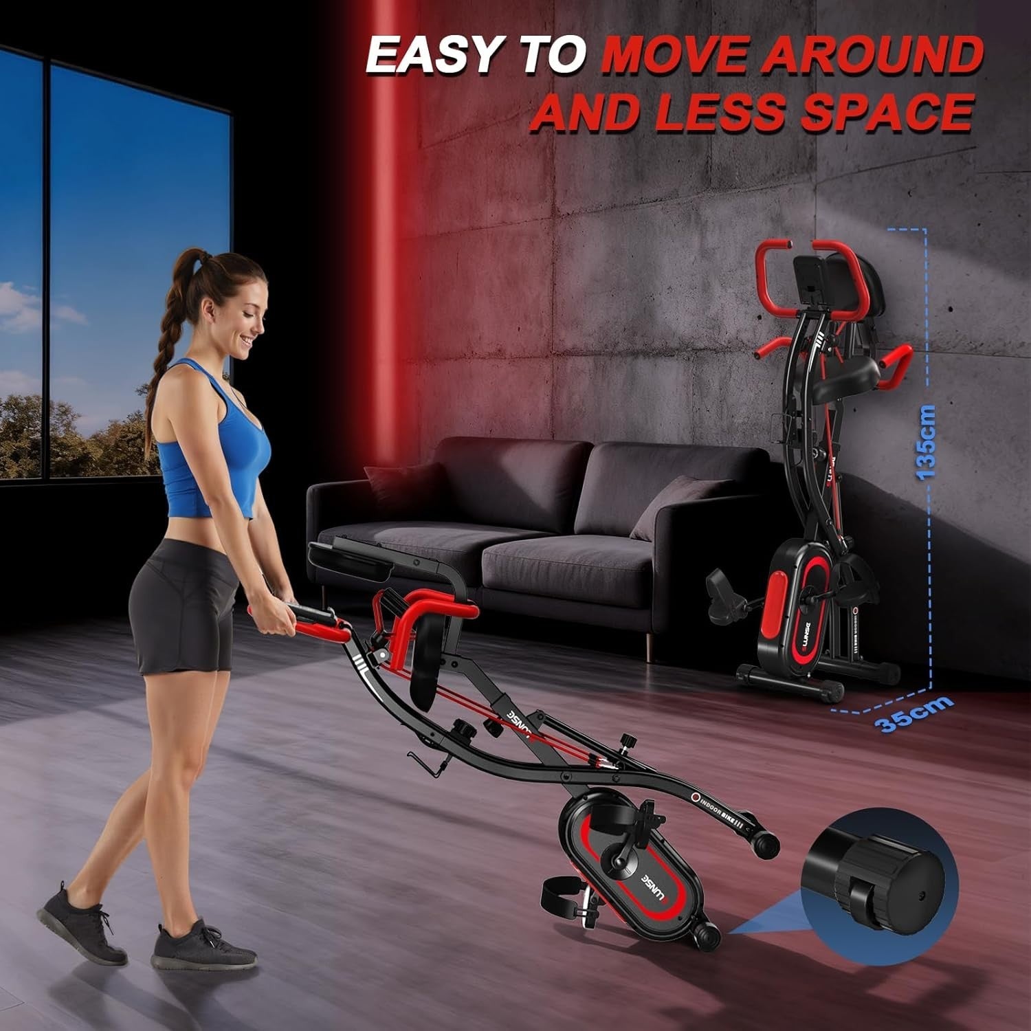 5-in-1 Folding Exercise Bike w/ 16-Level Magnetic Resistance, APP Sync, 350lb