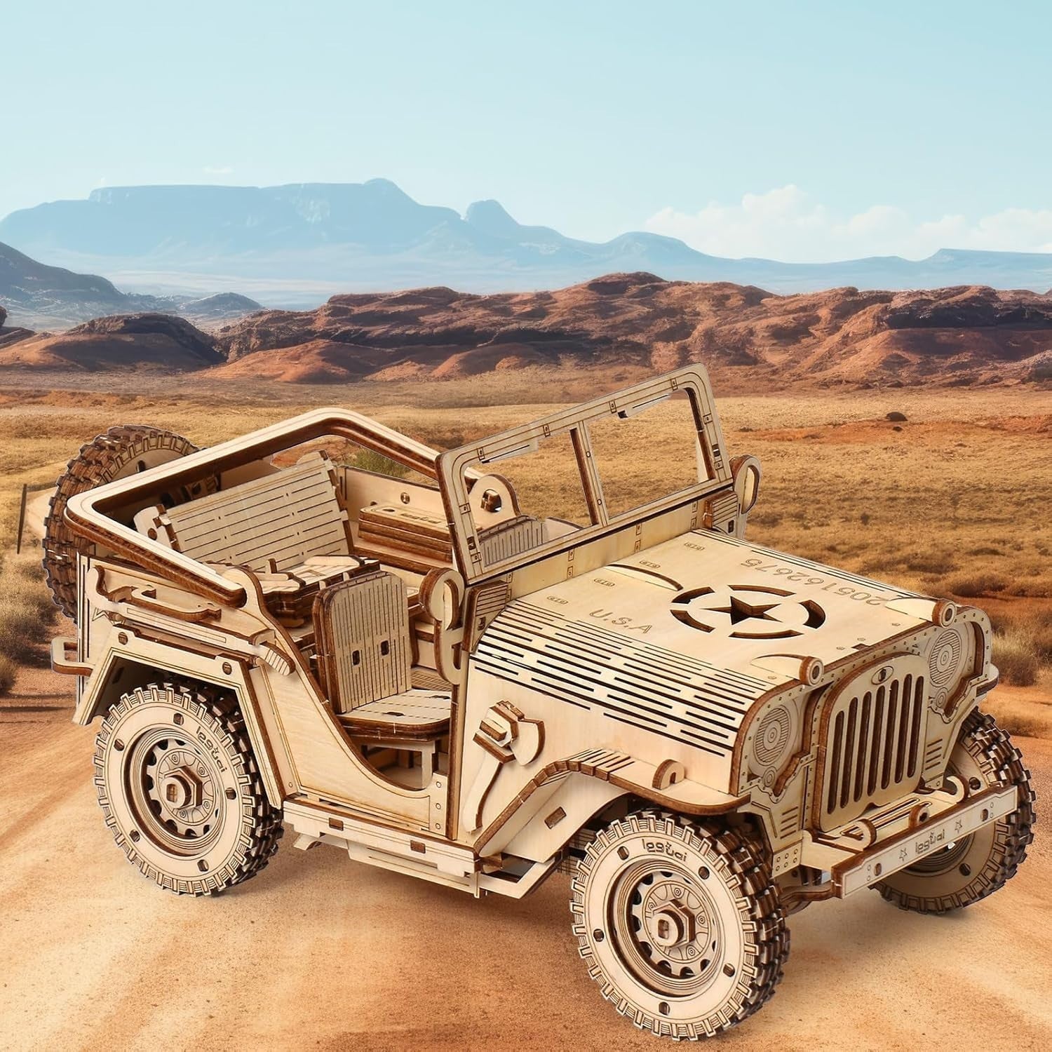 3D Wooden Off Road Car Puzzle DIY Vehicle Model Kit 428PCS STEM Build