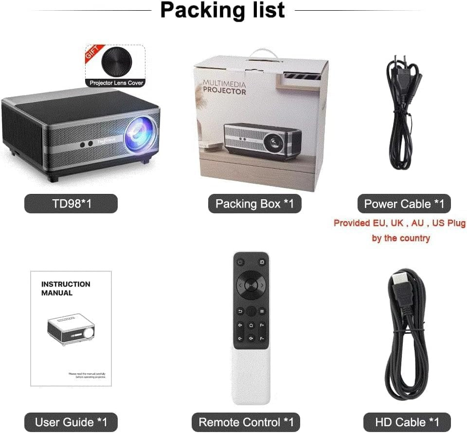 Full HD 1080P Android Projector 30000 Lumens WiFi Bluetooth 300"