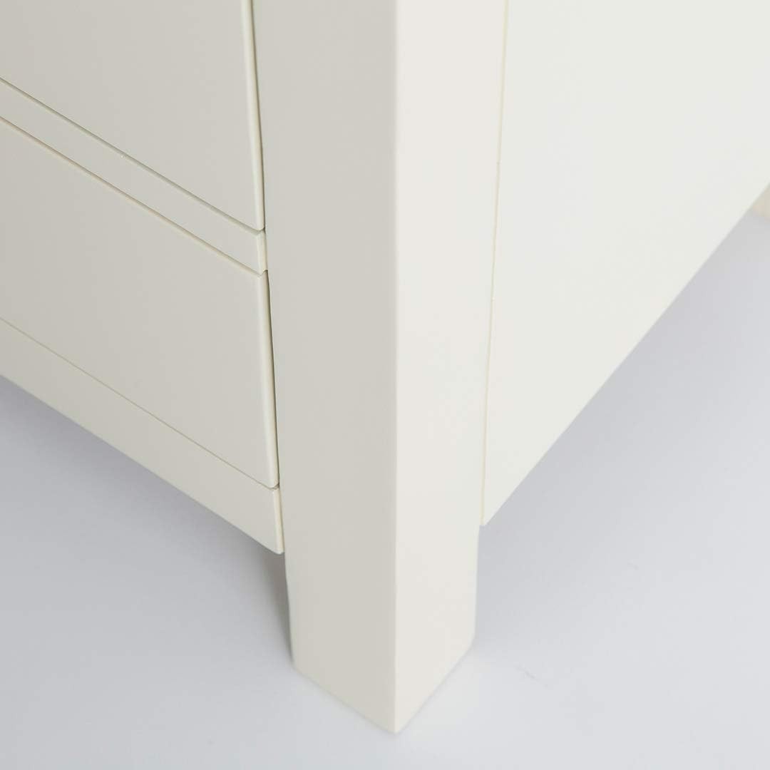 Cream 3 Drawer Bedside Table with Solid Oak Top Fully Assembled 42x32x56cm