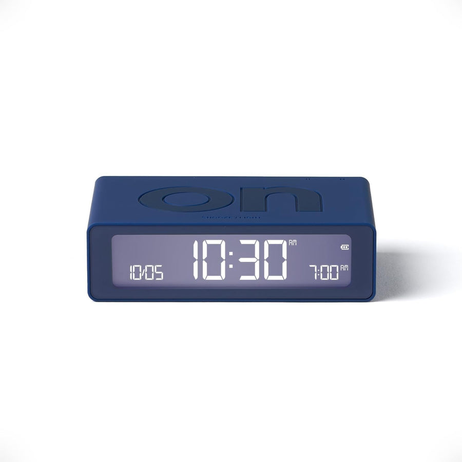 Mini Digital Alarm Clock LED Flip On Off Bedside Rechargeable Dark Blue
