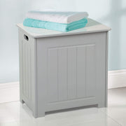 Bathroom Laundry Cabinet Chest Bin Grey Wooden Storage Hamper with Lid