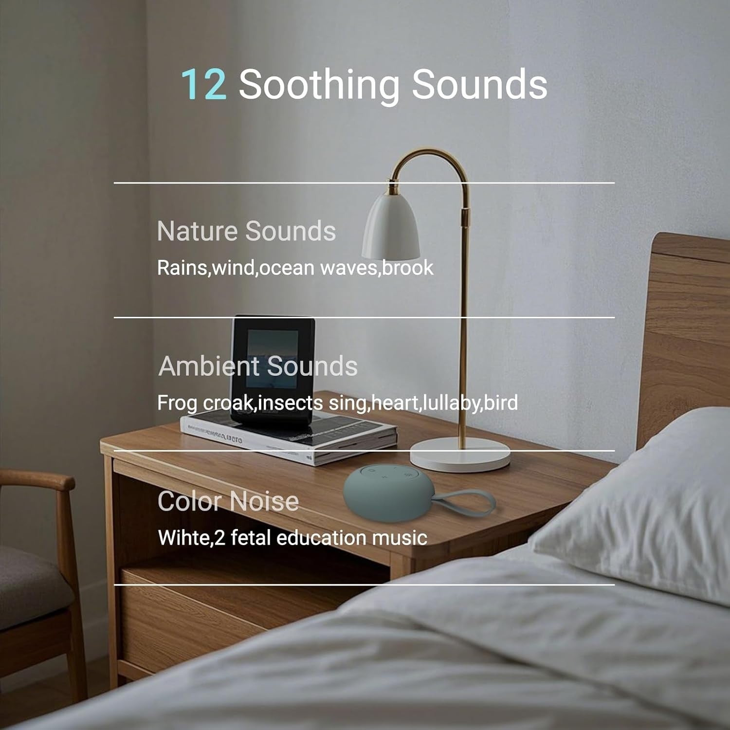 Portable Baby White Noise Machine with Timer & 12 Soothing Sounds
