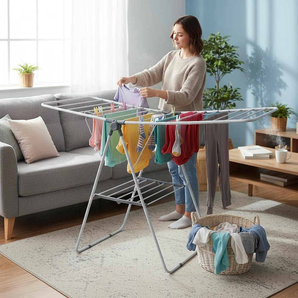 12M Clothes Airer Folding Laundry Drying Rack Large Indoor Freestanding