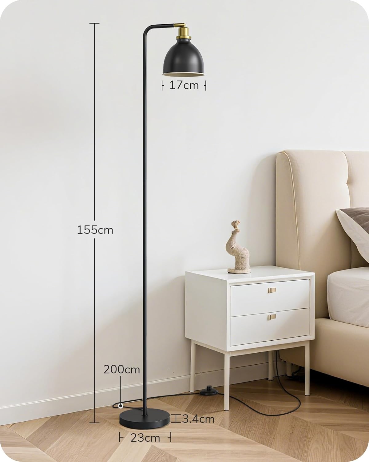 Retro Floor Lamp Adjustable Shade LED Included Black Standing Light E27