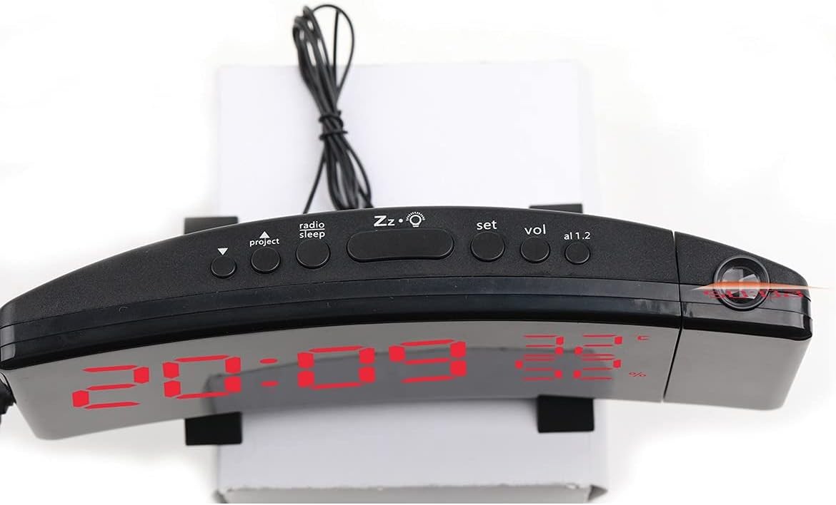 Projection Alarm Clock Large LED Display Indoor Temperature Dual Alarm USB