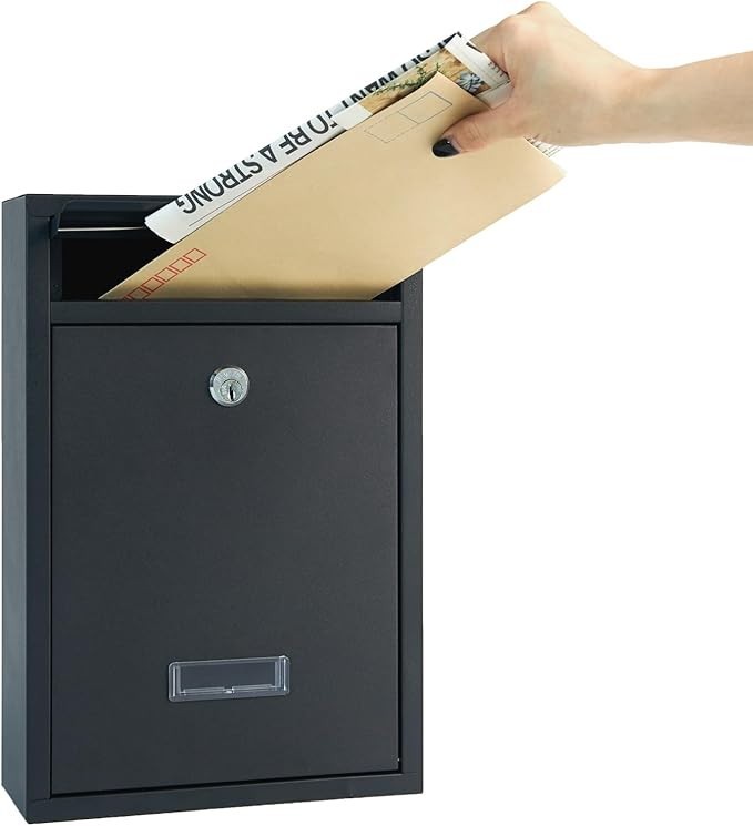 Wall Mounted Lockable Mailbox Outdoor Steel Post Box Weatherproof Secure
