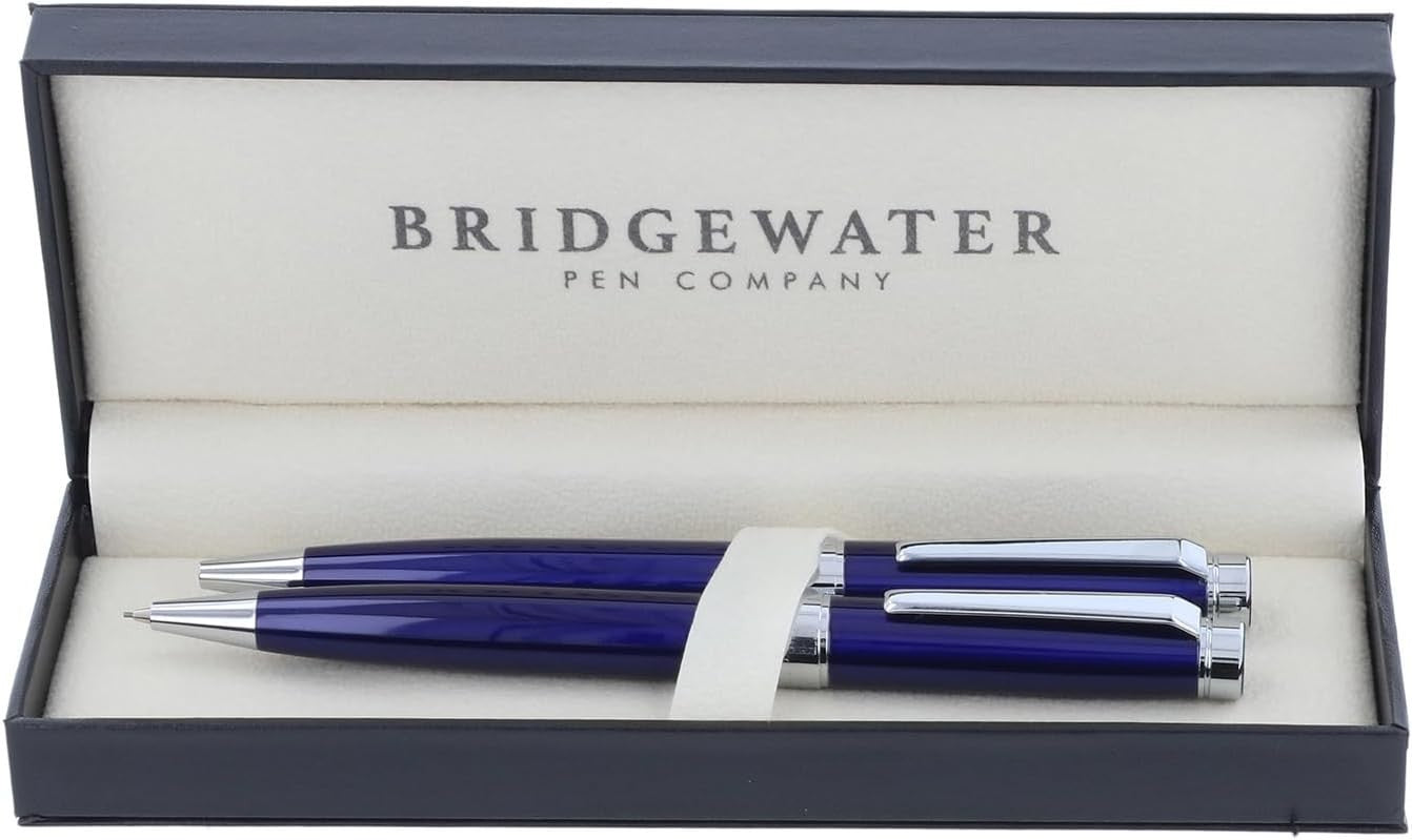 Executive Ballpoint & Rollerball Pen Gift Set Blue Boxed