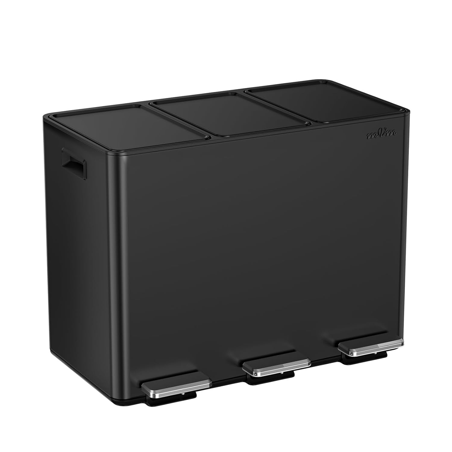 45L Triple Recycling Bin 3x15L Stainless Steel Pedal