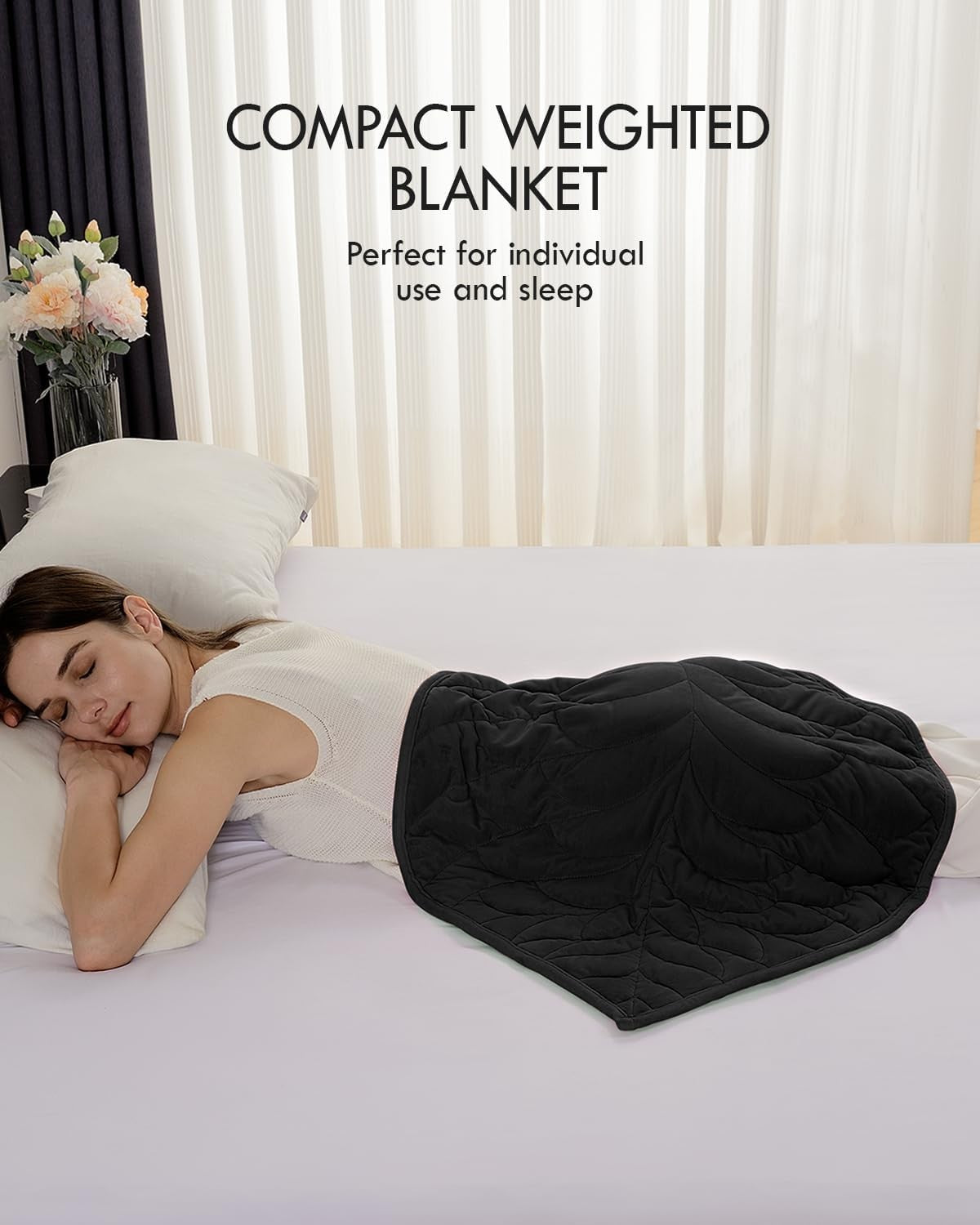 Weighted Lap Blanket 5lbs Black Soft Velvet Travel Leaf Design Stress Relief