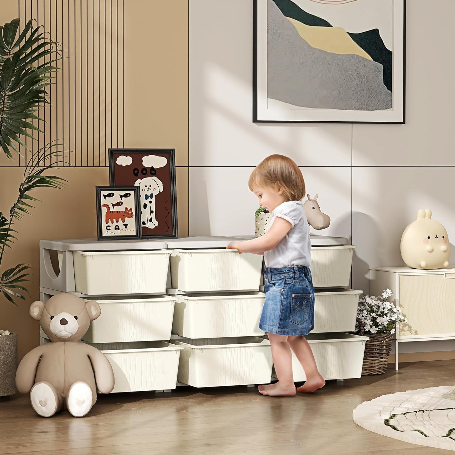 Kids 9-Drawer Storage Unit Toy Organizer Chest with Safe Rounded Corners