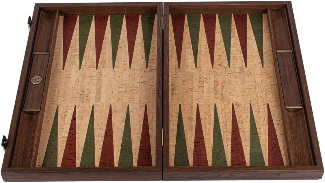 Luxury Backgammon Set 19 Inch Wooden Board with Natural Cork Surface