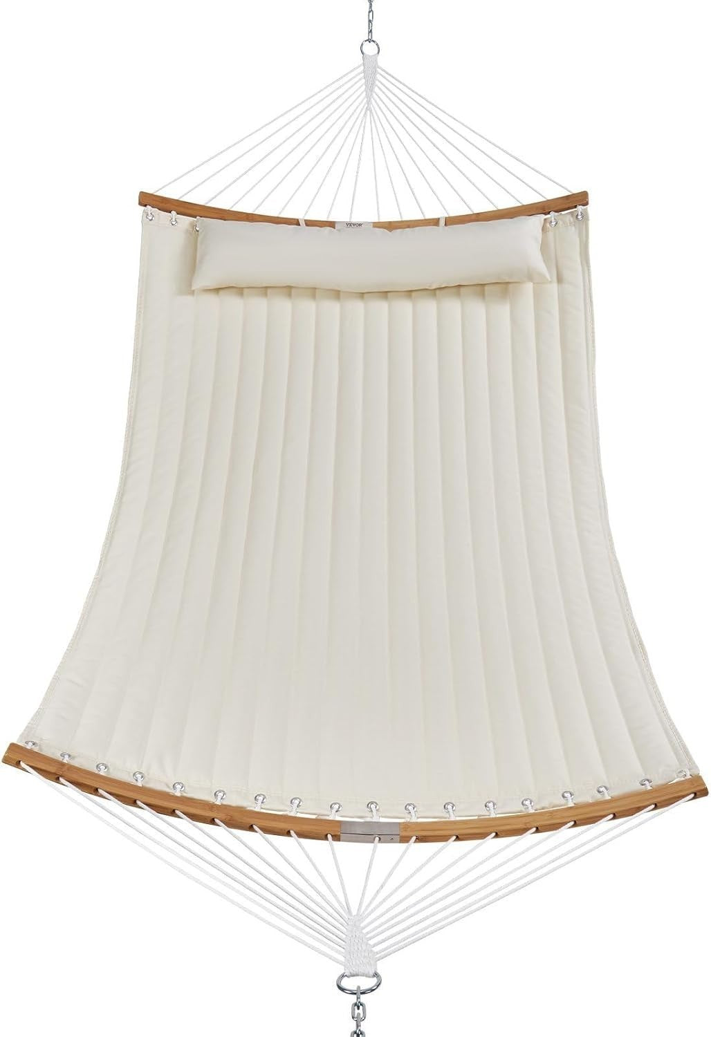 Luxury Quilted Hammock for 2 w/ Pillow & Spreader Bar – Indoor Outdoor