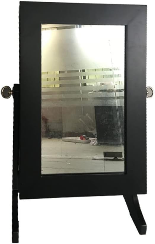 Black Desktop Jewellery Cabinet with Mirror Lockable Organizer Drawers