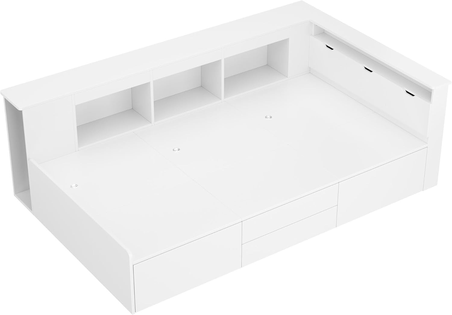 3FT White Cabin Bed Storage Drawers Bookcase Kids Single Bed Frame
