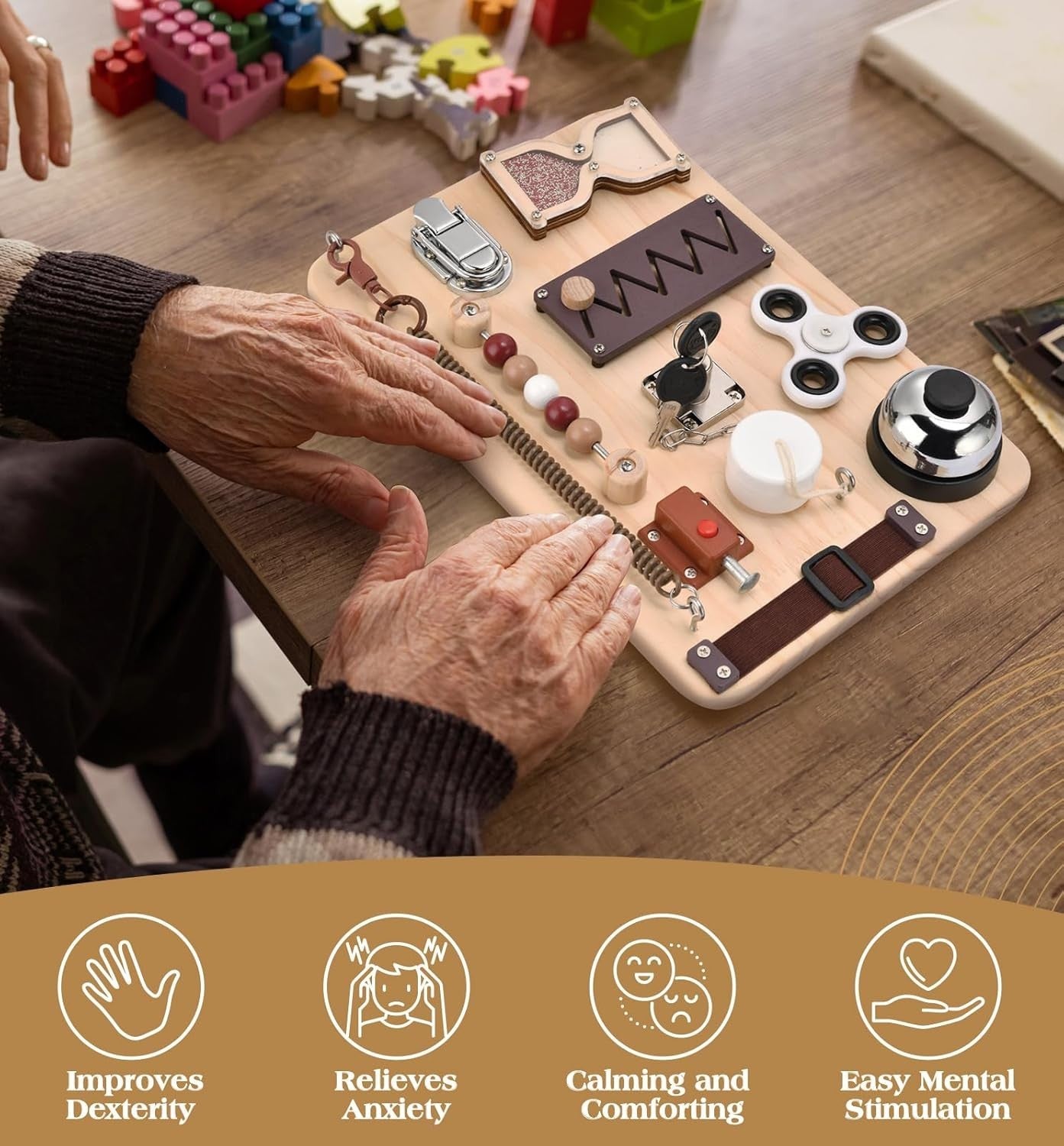 Senior Dementia Busy Board Sensory Fidget Toy for Memory & Anxiety