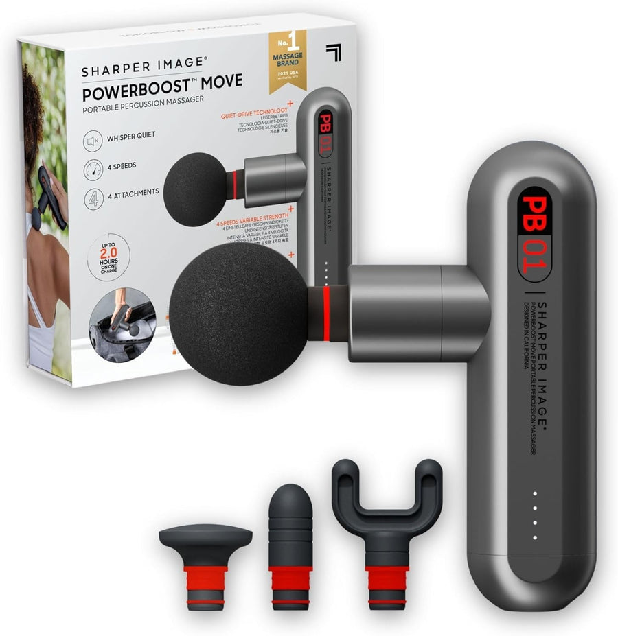 Compact Deep Tissue Massage Gun Portable Muscle Relaxer 4 Heads 4 Speeds