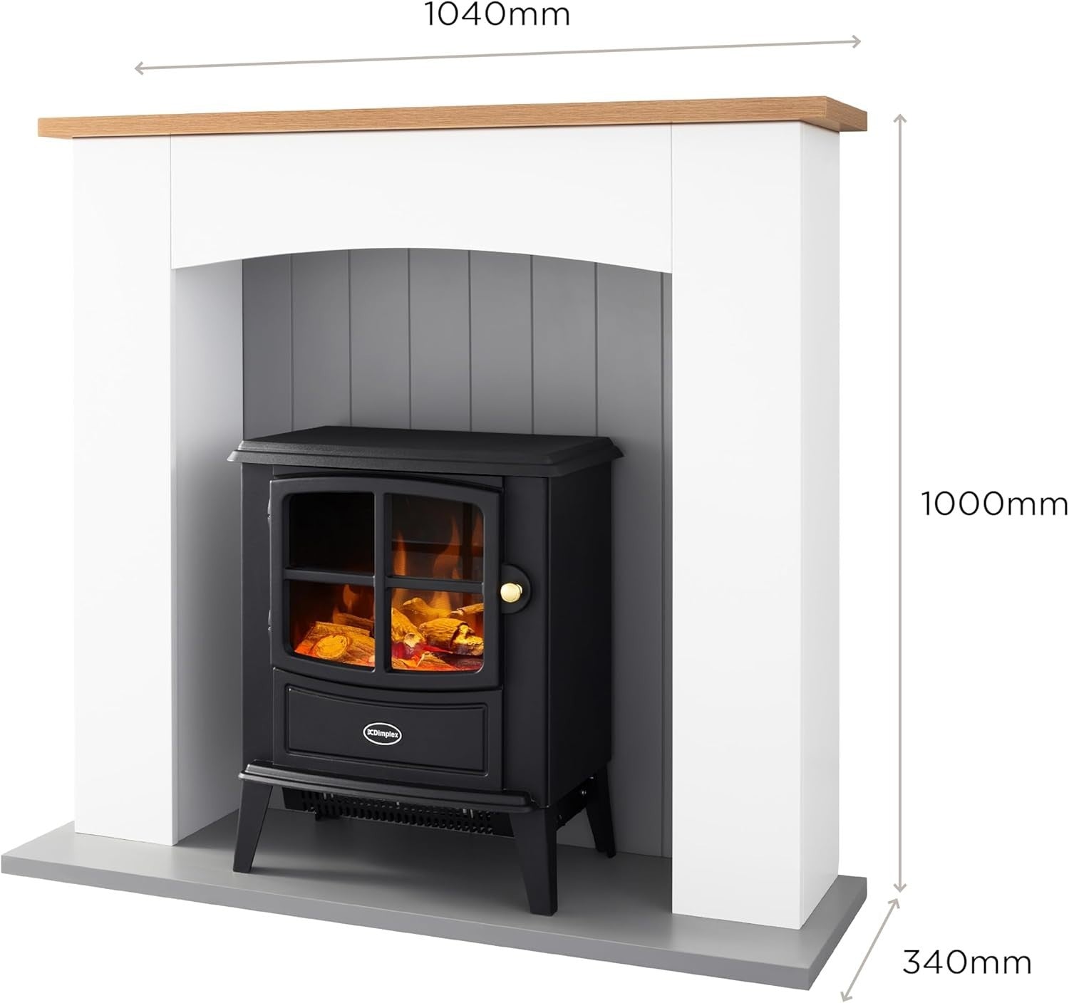 Electric Fireplace Suite Log Stove Heater 2kW Remote LED Flame Effect