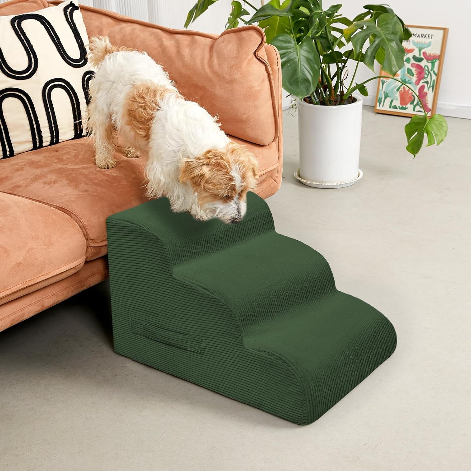 3-Step Dog Stairs Ramp Non-Slip Pet Steps Small Dogs Cats Green