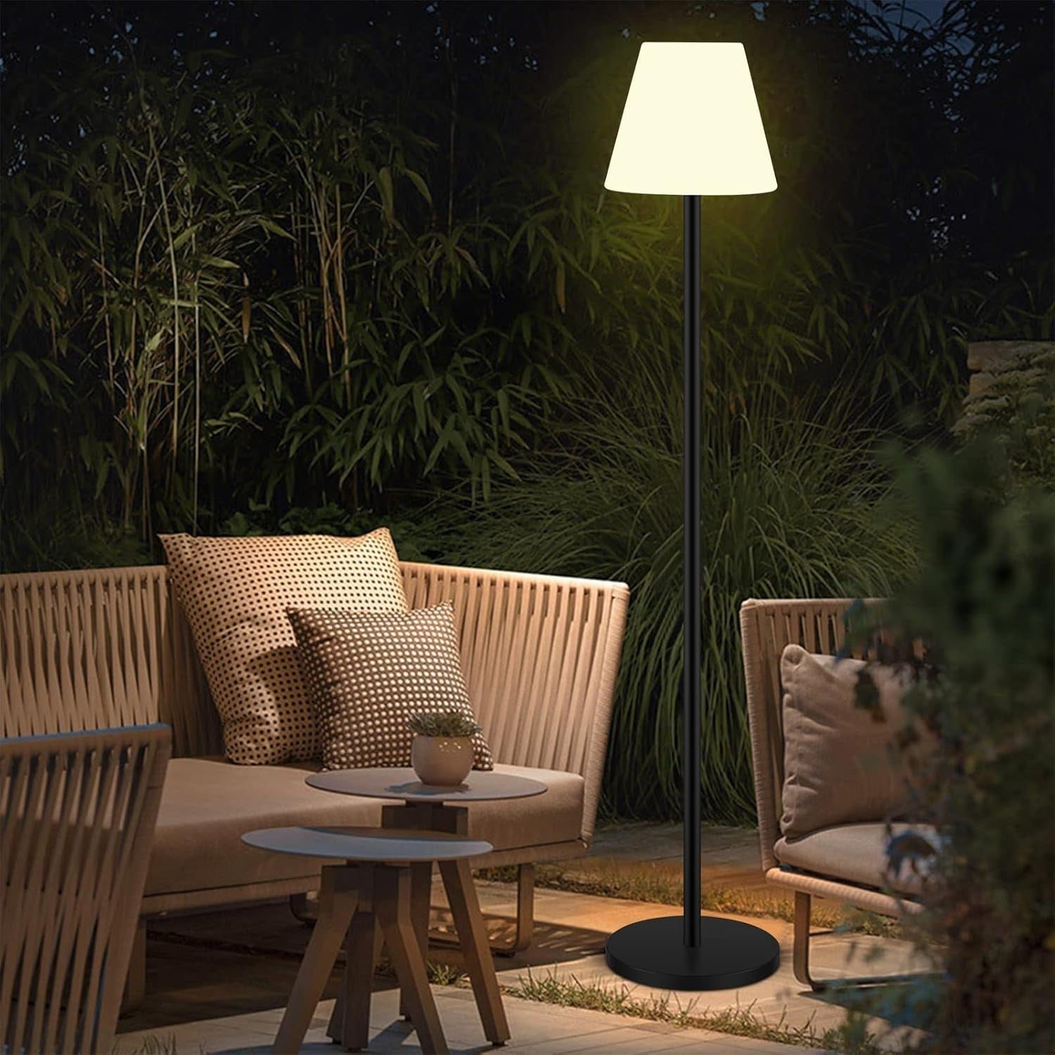Waterproof Solar LED Floor Lamp Outdoor RGB Remote Control Garden Light