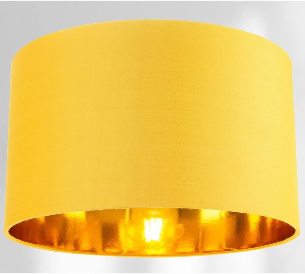 Ochre Drum Lamp Shade Gold Lined Modern Table Floor Pendant 14"