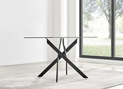 Modern Black Metal & Clear Glass Rectangular Dining Table 120x70cm