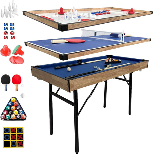 4FT 6 in 1 Multi Game Table Folding Pool Hockey Tennis Bowling Set