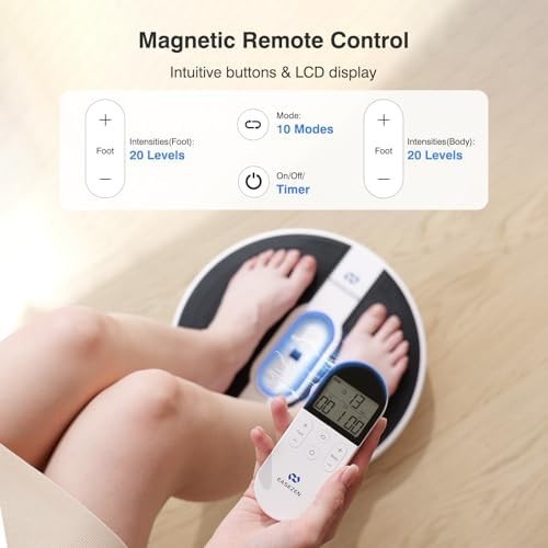 Cordless EMS TENS Foot Massager 10 Modes 20 Intensities Pain Relief White