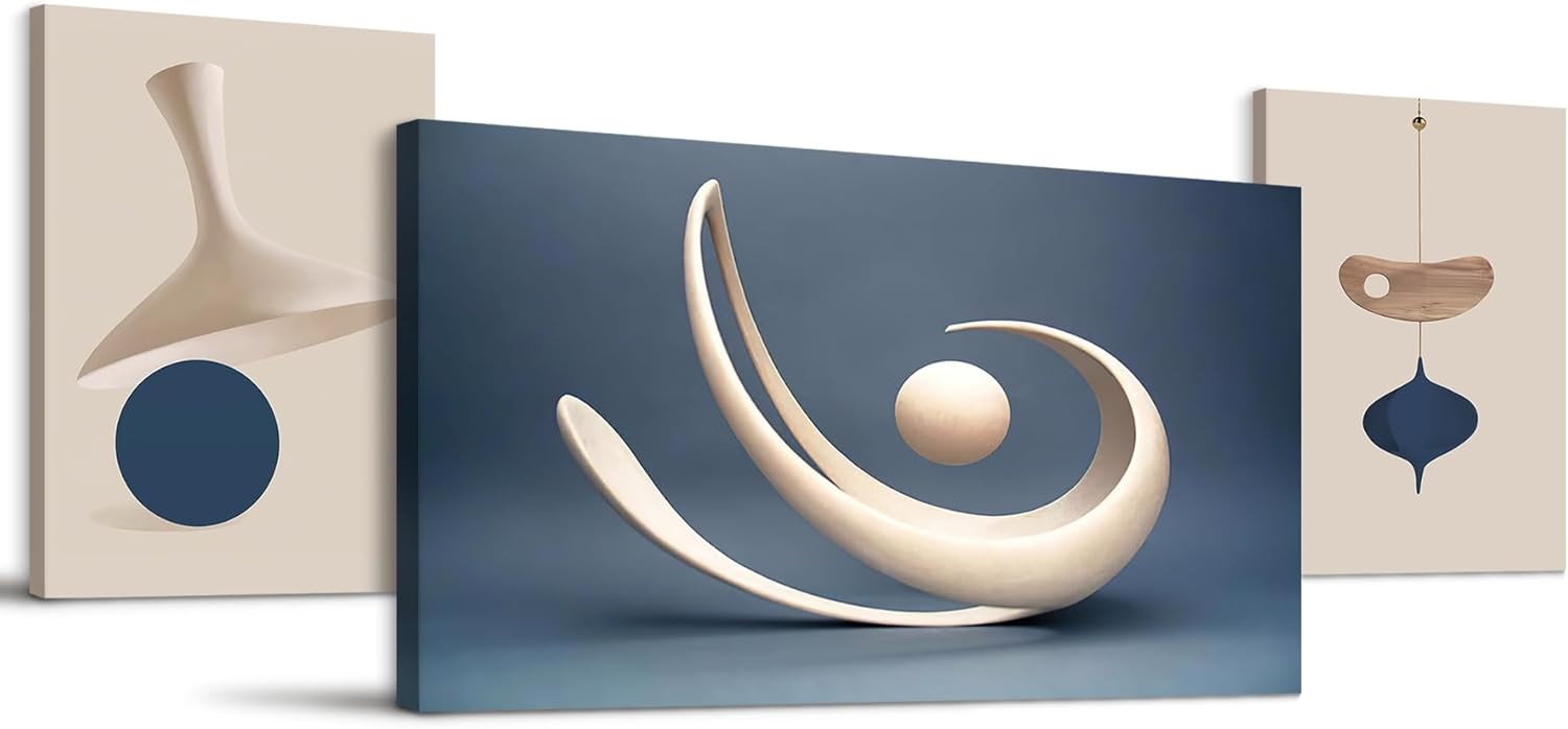 Abstract Canvas Wall Art Blue Modern Framed Prints Living Room Home Decor