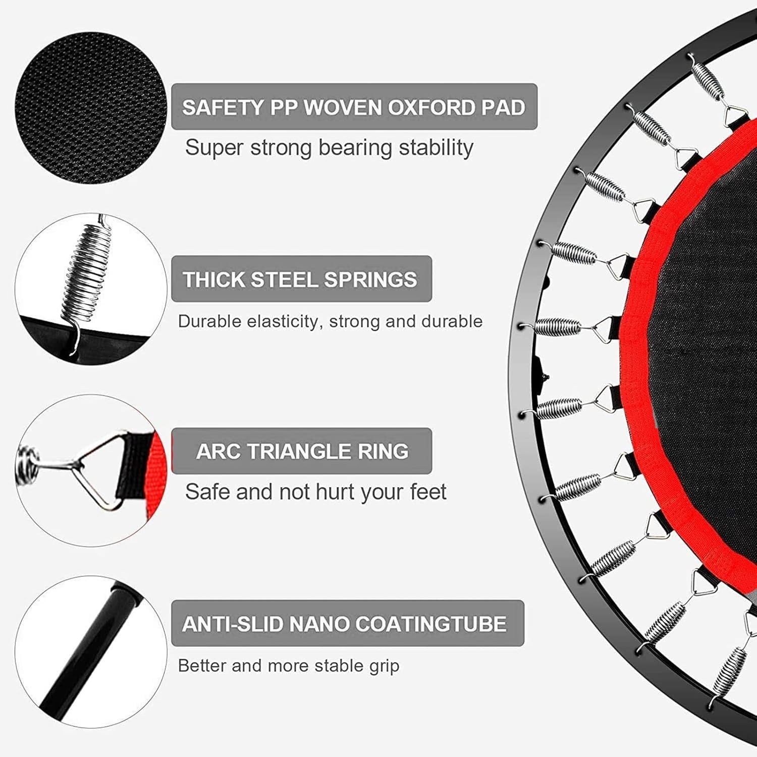 40” Foldable Mini Fitness Trampoline Rebounder Indoor Exercise