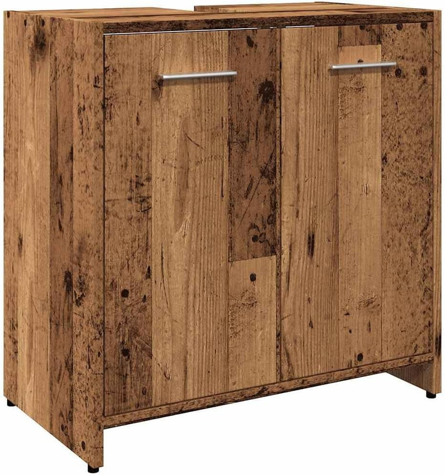 Rustic Old Wood Bathroom Sink Cabinet | 60x33x60cm Modern Storage Unit