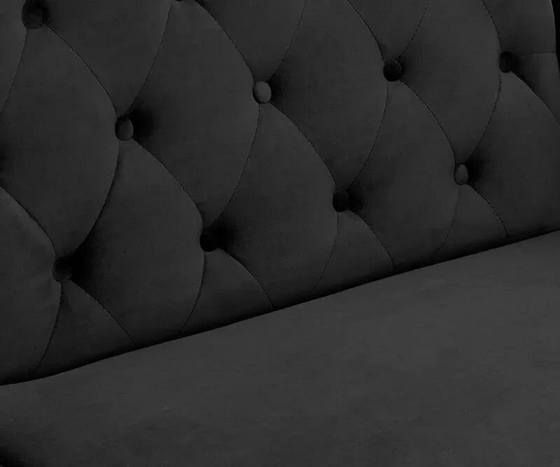 3 Seater Black Velvet Sofa Bed Click Clack Recliner Guest Bed Modern