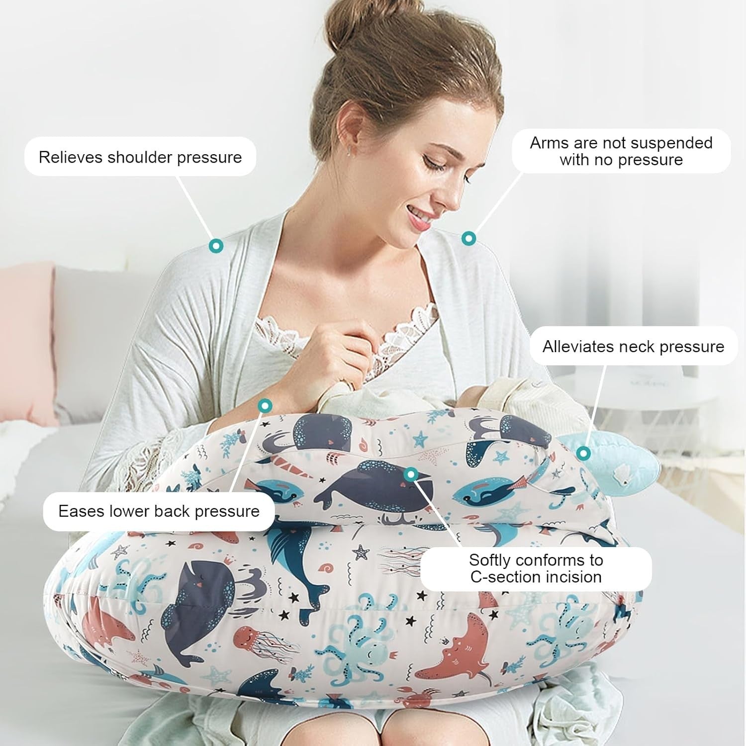 Pregnancy Nursing Pillow U Shape Breastfeeding Support Cushion Washable