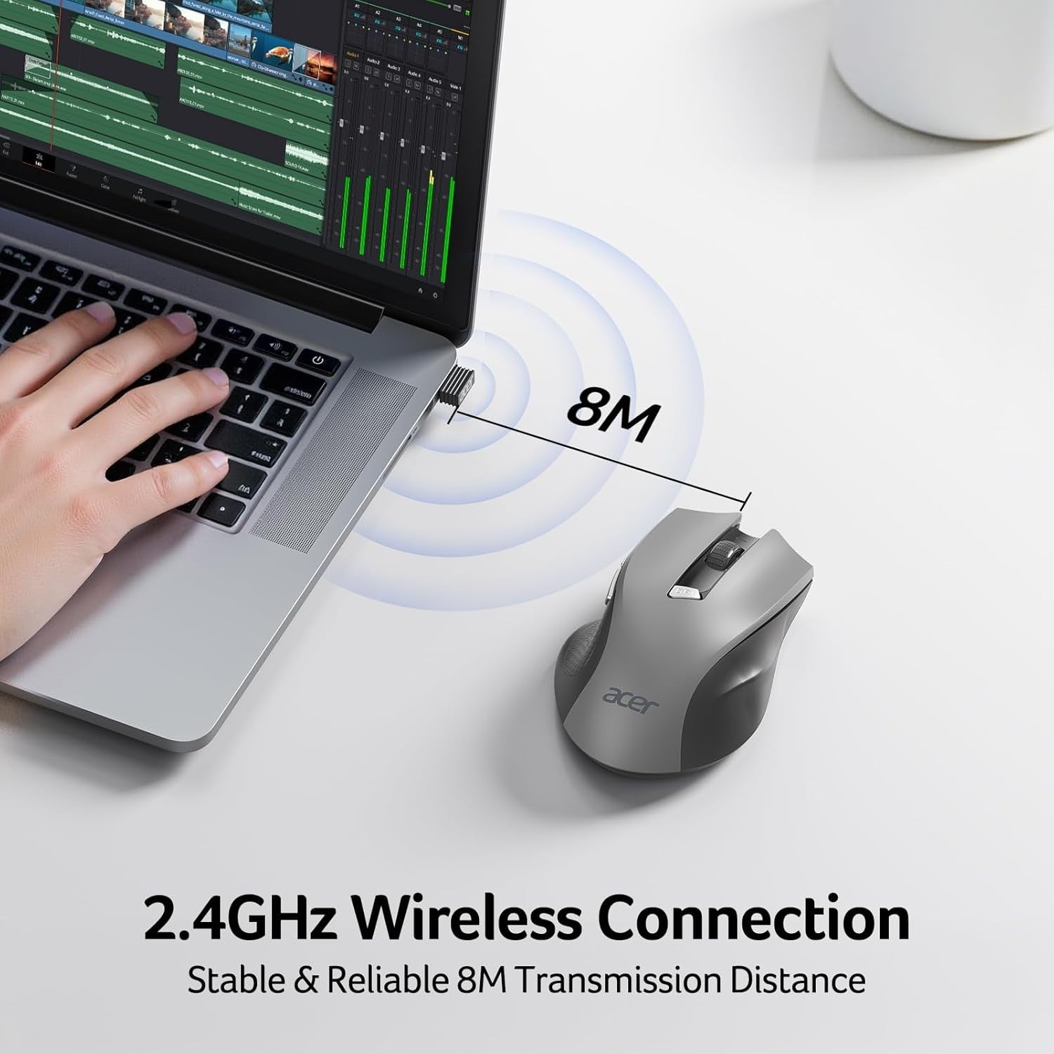 Ergonomic Wireless Mouse 2.4GHz 6-Button Adjustable DPI for Laptop PC