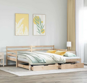 Solid Pinewood Home & Garden Daybed with Trundle & Drawers 80x200 cm