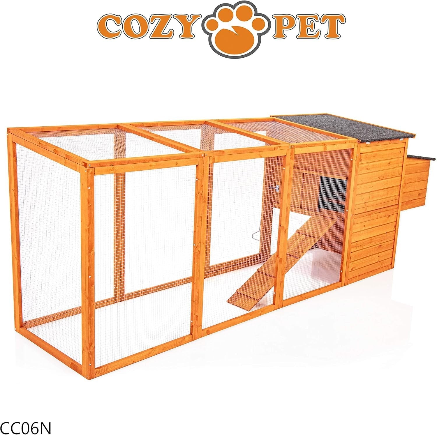 300cm Extra Long Chicken Coop with Extended Run Nest Box 4–6 Birds